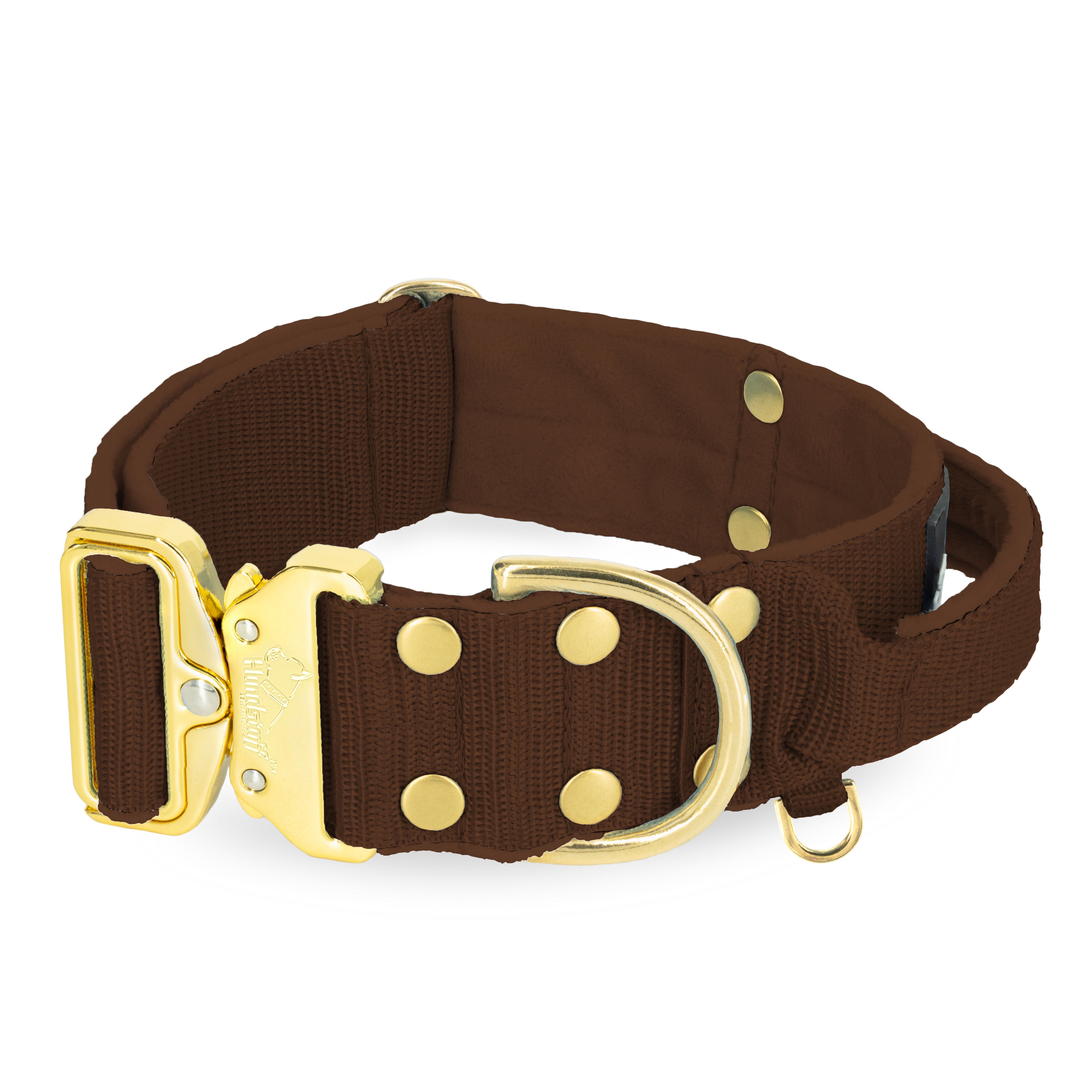 Szeroka obroża z klamrą extreme - Extreme Gold Buckle Dark Brown