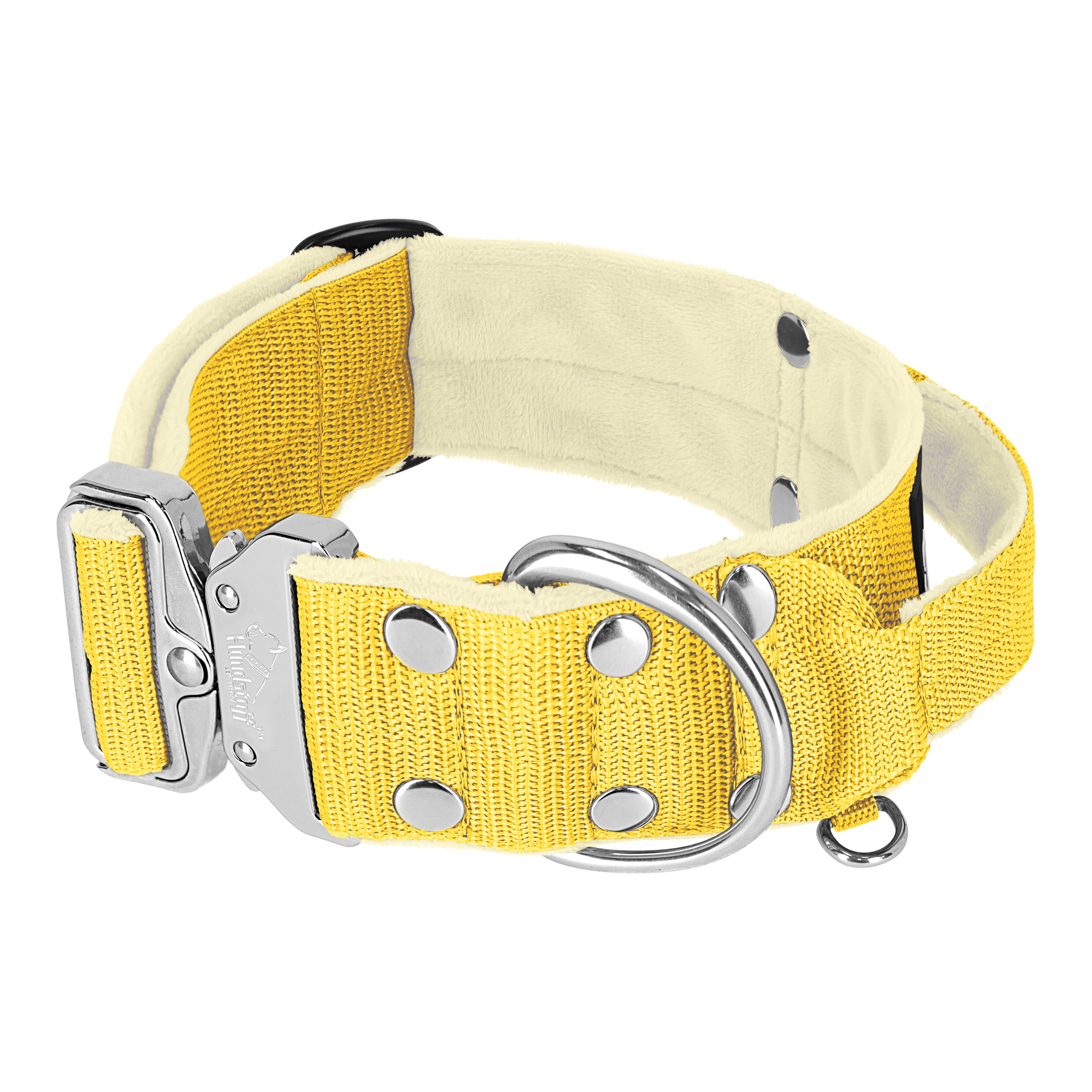 Szeroka obroża z klamrą extreme - Extreme Silver Buckle Baby Yellow