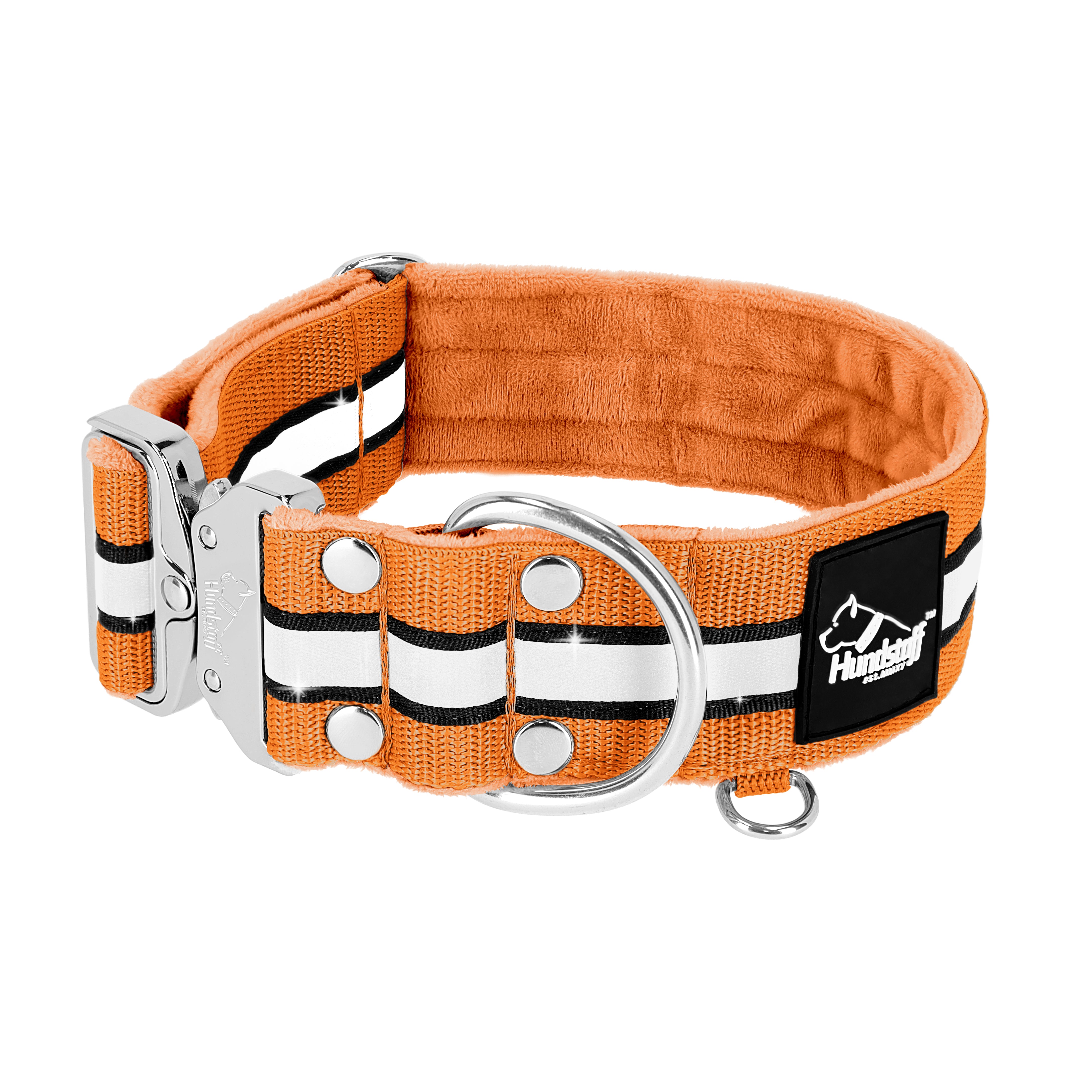 Szeroka obroża z odblaskiem - Extreme Silver Buckle Safe Pomarańczowa