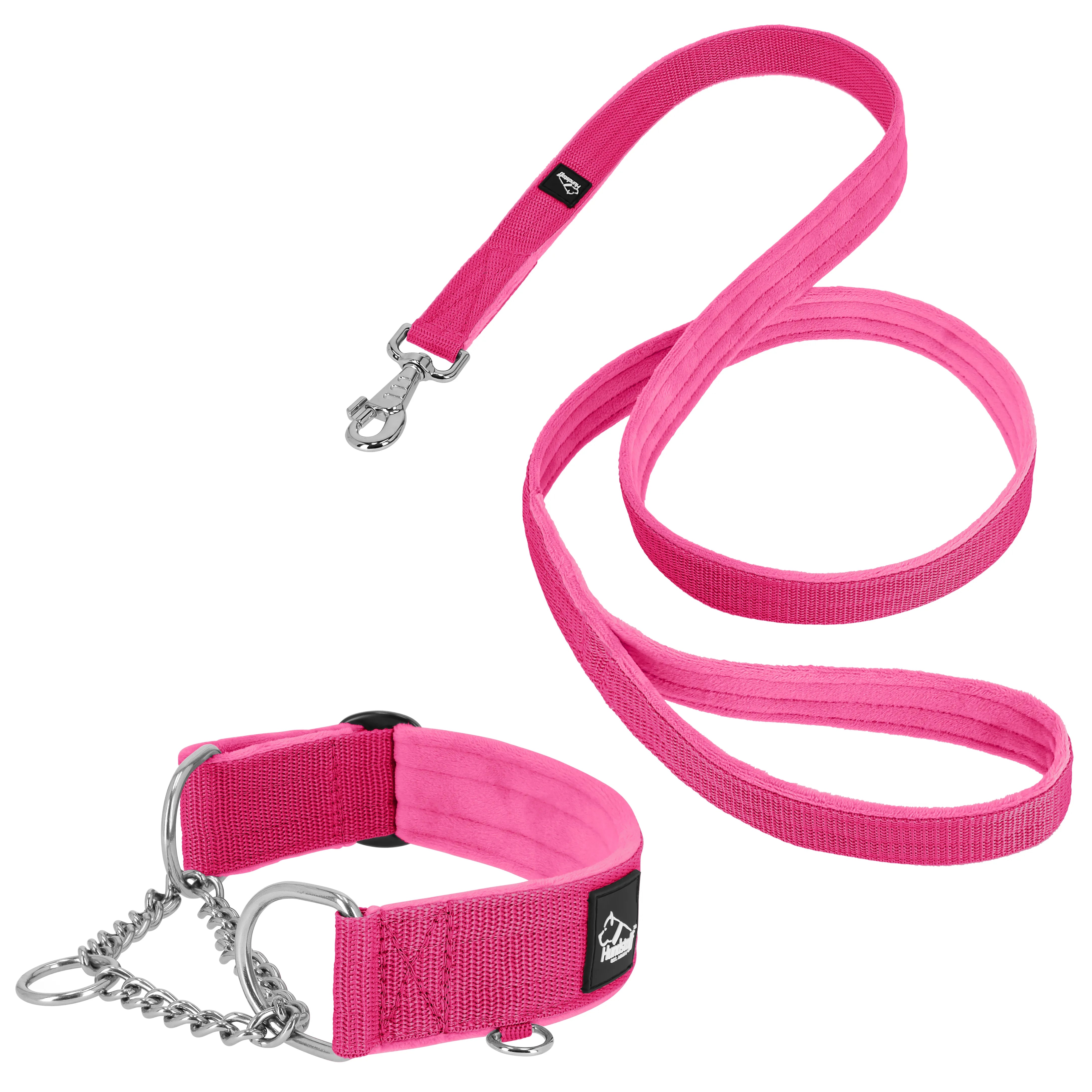 Półzaciskowa obroża i smycz – Martingale Chian RÓZOWA