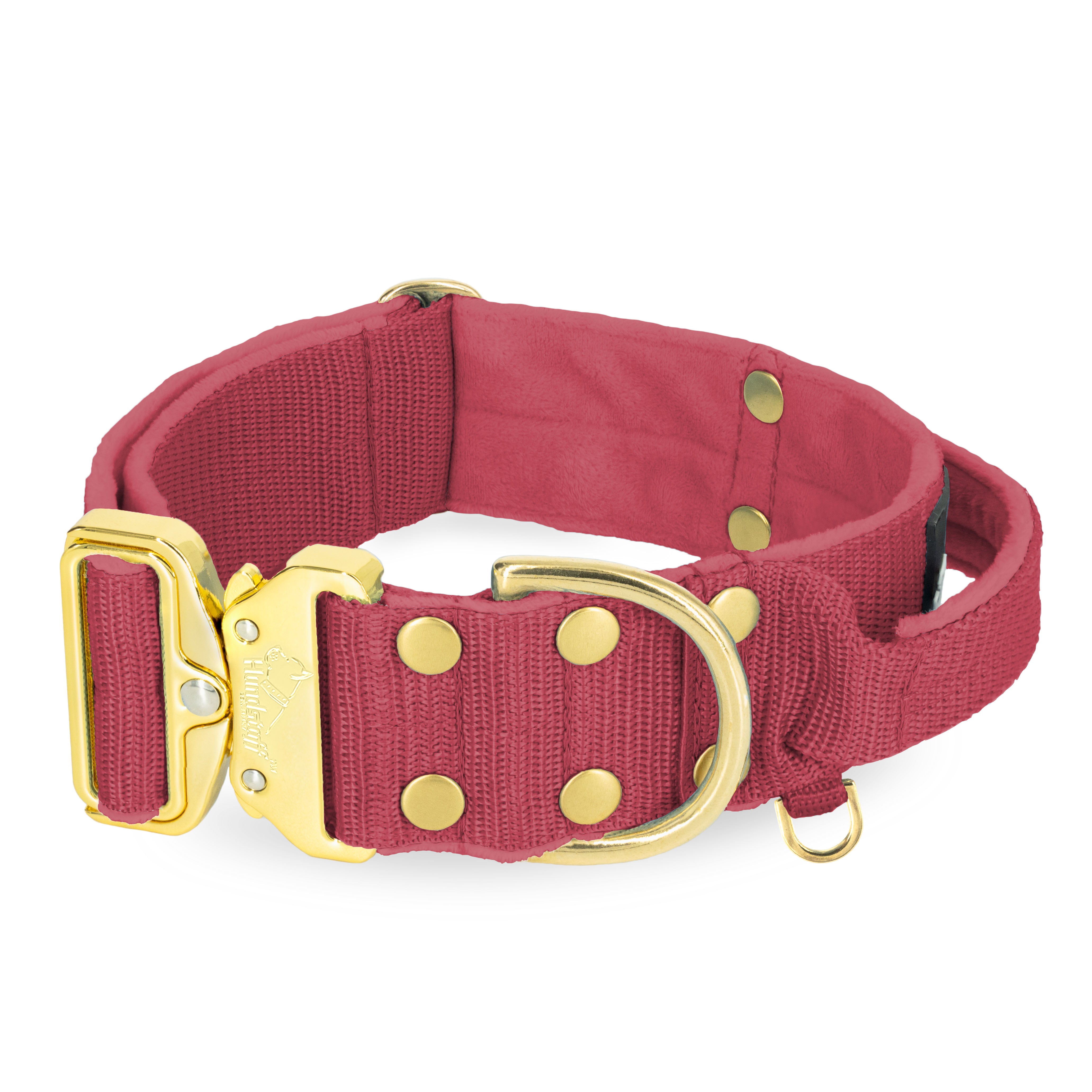 Szeroka obroża z klamrą extreme - Extreme Gold Buckle Raspberry Red