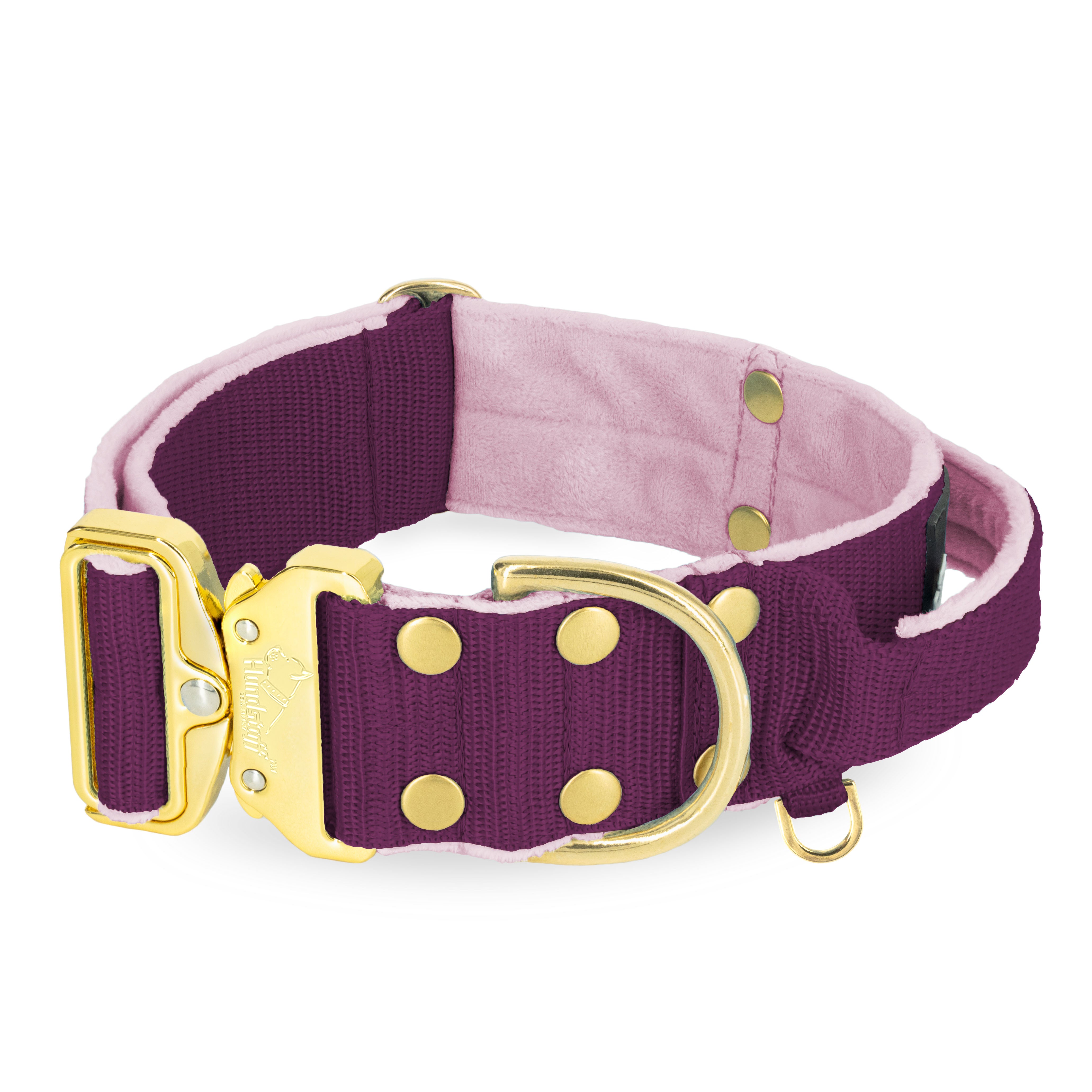 Szeroka obroża z klamrą extreme - Extreme Gold Buckle Śliwkowa