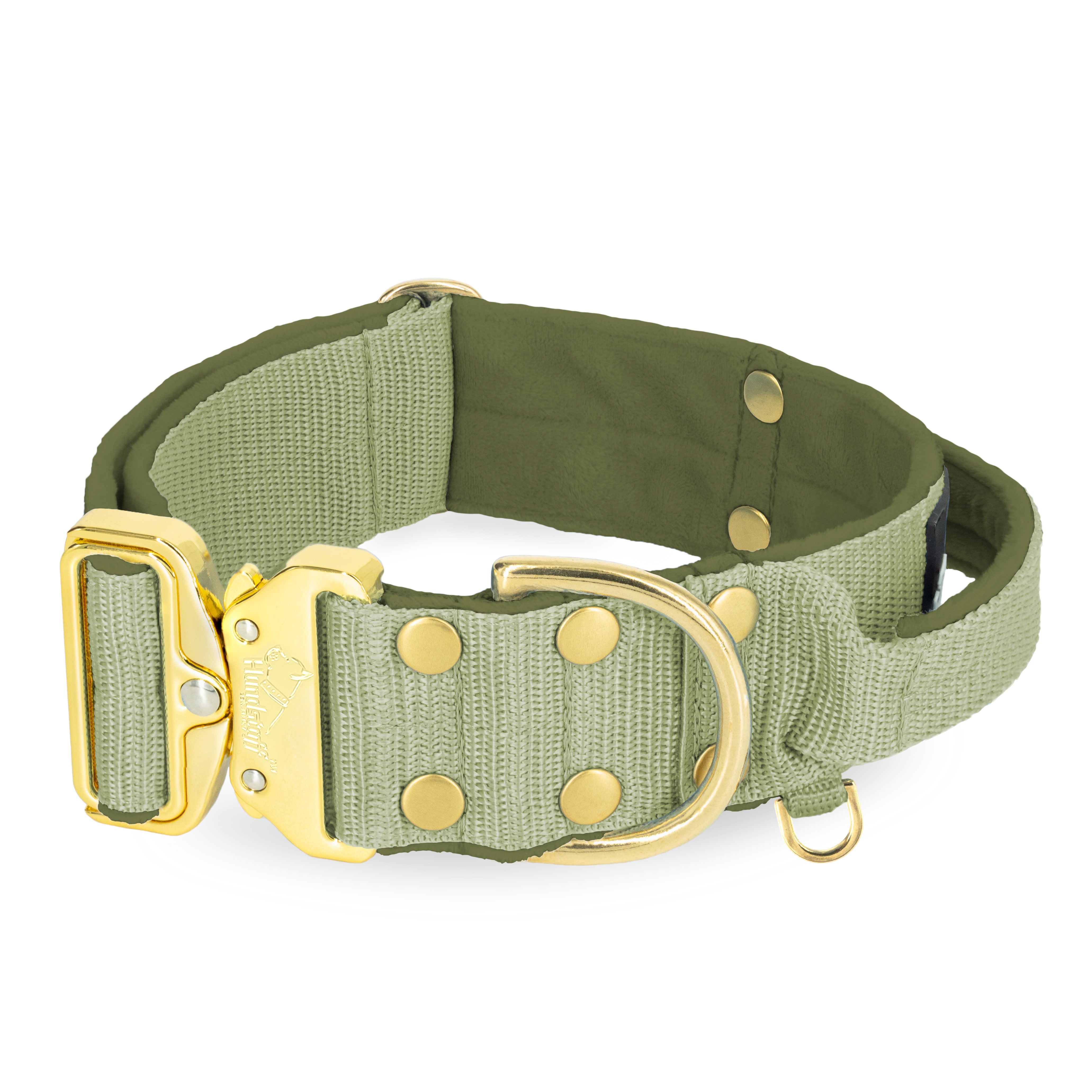 Szeroka obroża z klamrą extreme - Extreme Gold Buckle Khaki