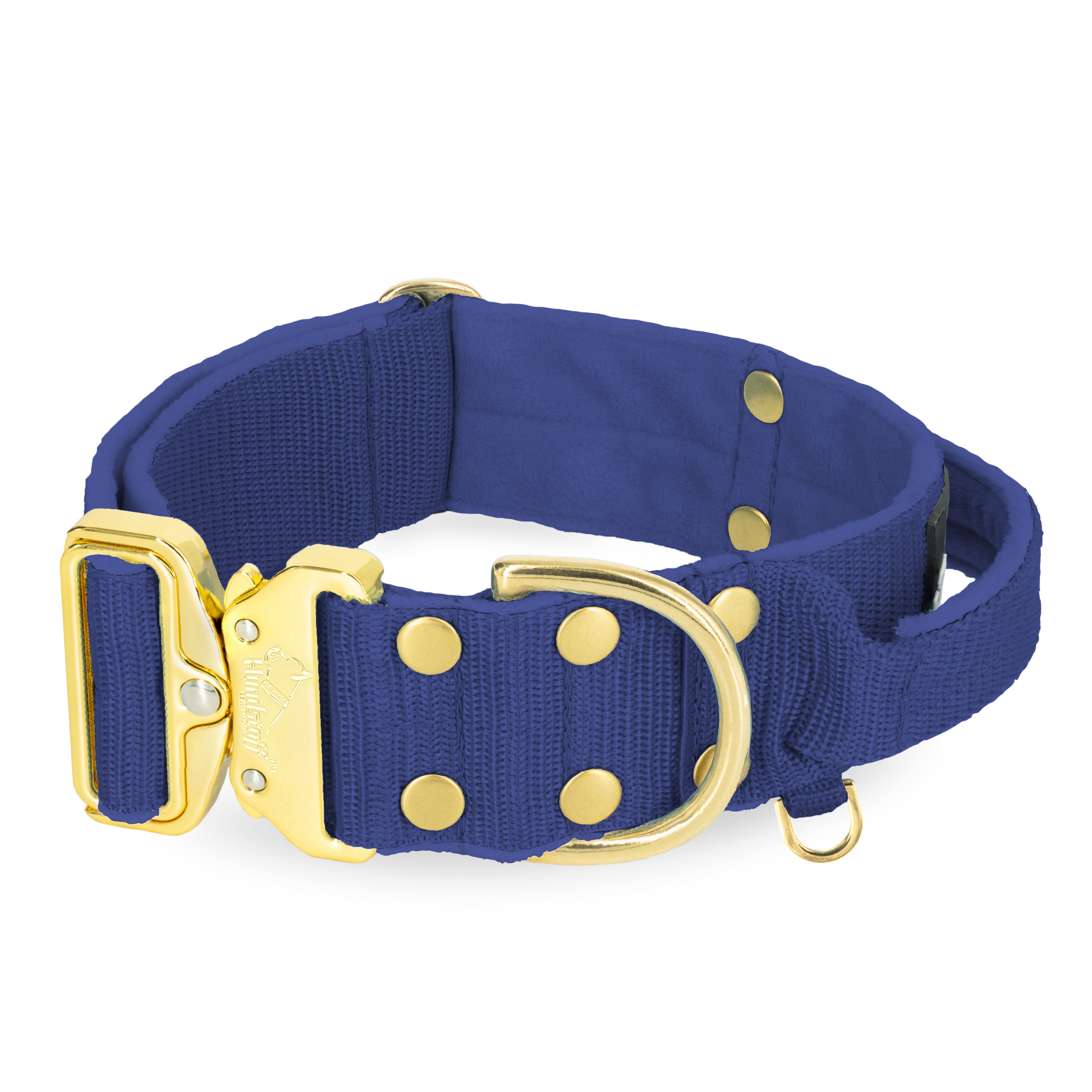 Szeroka obroża z klamrą extreme - Extreme Gold Buckle Navy Blue