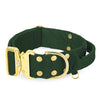 Szeroka obroża z klamrą extreme - Extreme Gold Buckle Forest Green