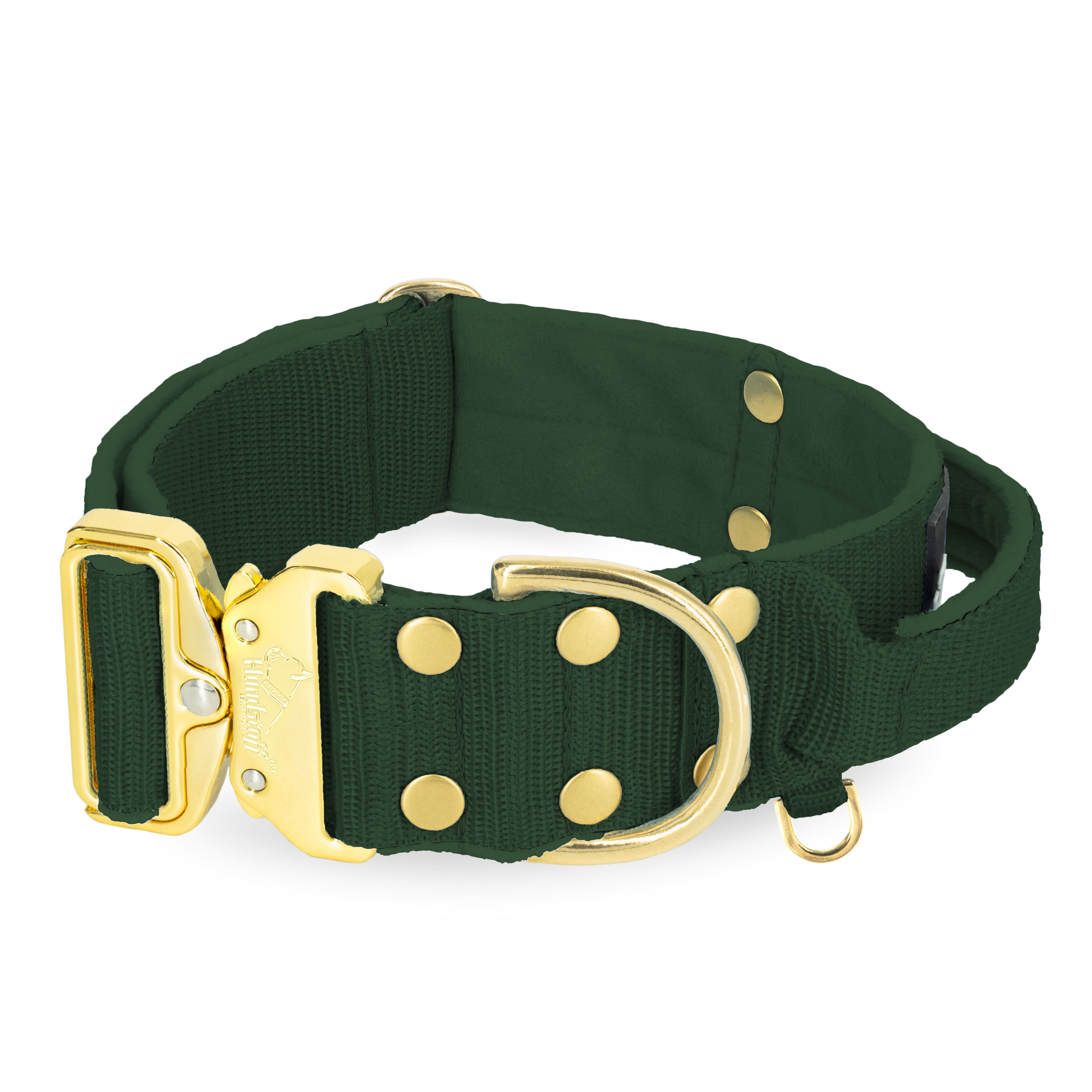 Szeroka obroża z klamrą extreme - Extreme Gold Buckle Forest Green