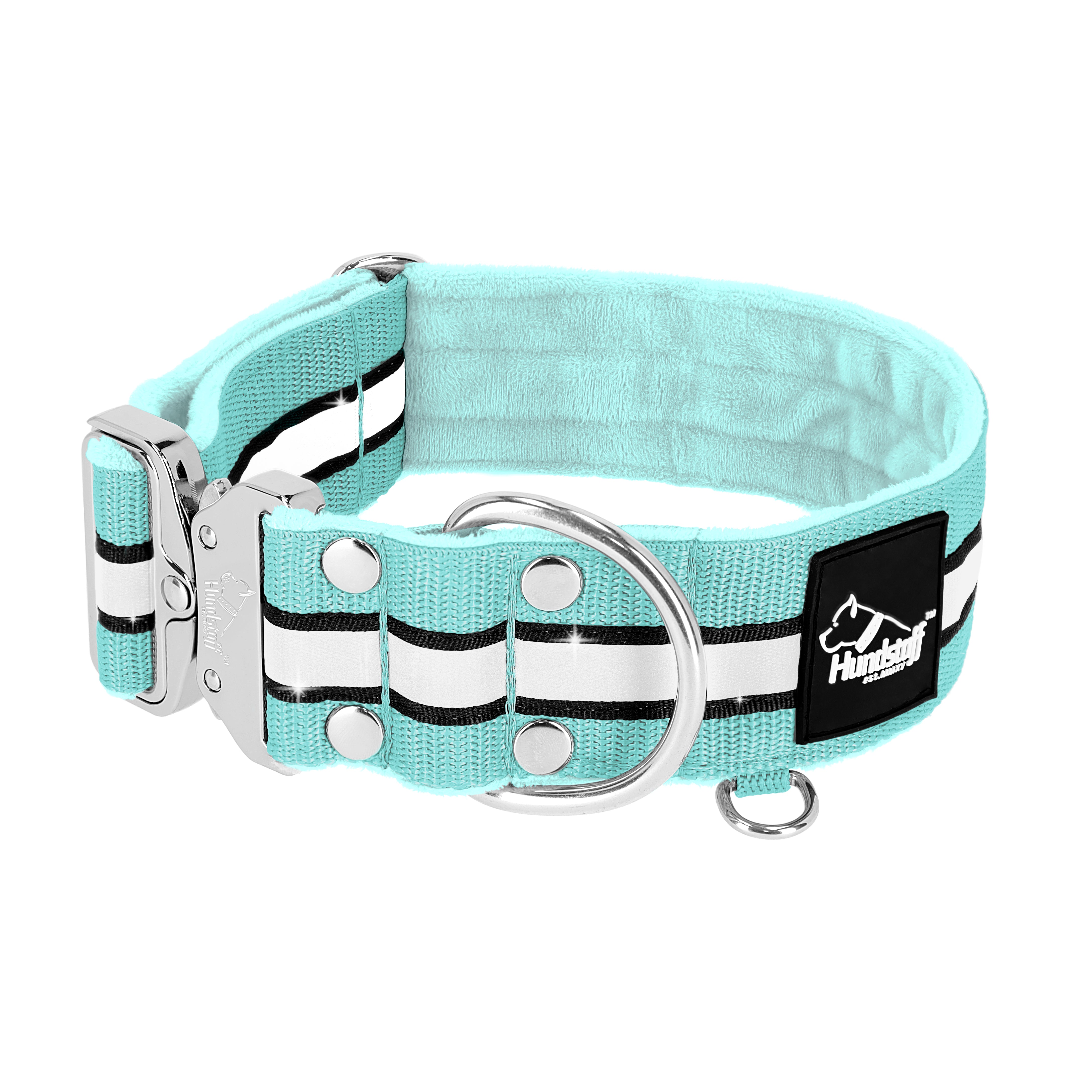 Szeroka obroża z odblaskiem - Extreme Silver Buckle Safe Miętowa