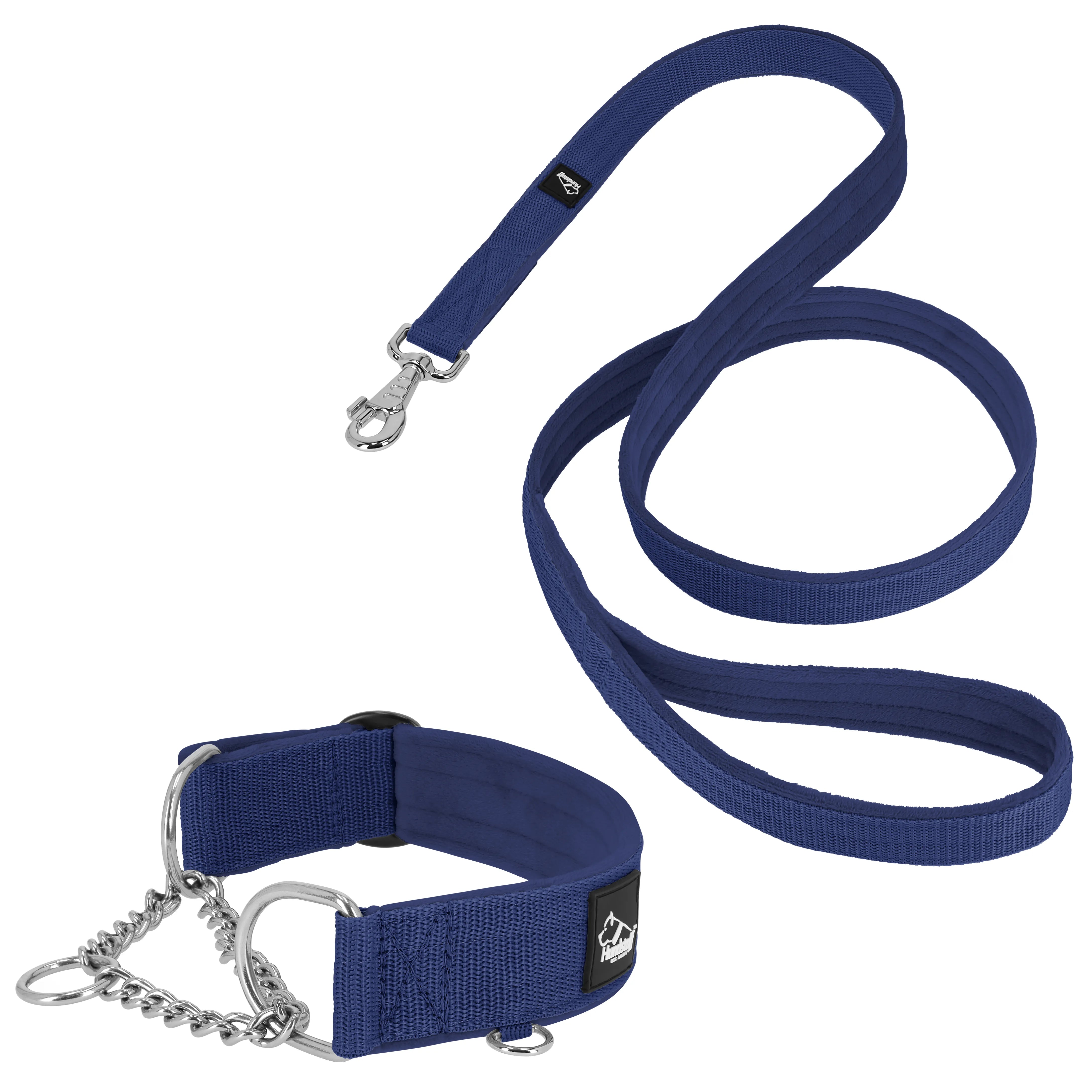 Półzaciskowa obroża i smycz – Martingale Chian Set Navy Blue